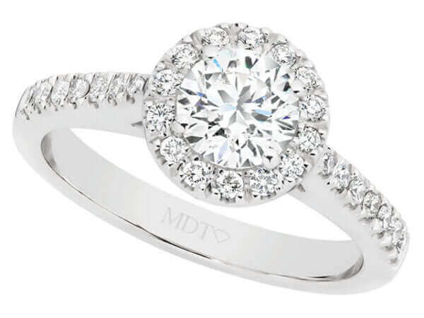 Round diamond halo engagement ring C1060