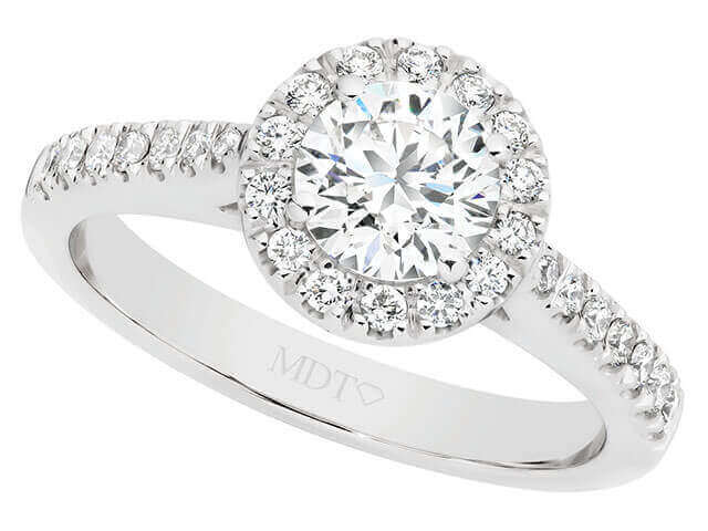 Round diamond halo engagement ring C1060