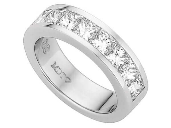 A Channel Set Princess Cut Diamonds Wedding Ring C590 in white gold.