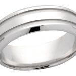 A men's Flat Band With Grooves C603 wedding ring.