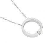 A Tension set diamond necklace C1061-WG with a white gold circle pendant.