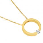 Tension set yellow gold diamond necklace C1064-YG