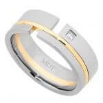 A White and Yellow Gold Men's Ring With Negative Gap C195 with diamonds.
