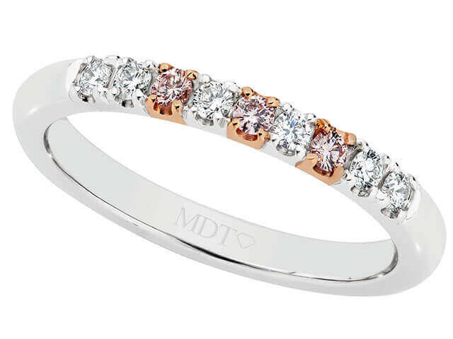 White and pink diamond wedding ring C573