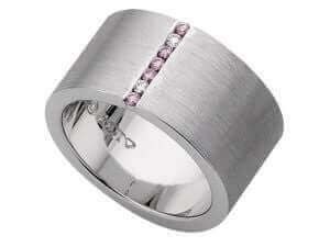A White and Pink Diamond Ring C624 with pink sapphires.