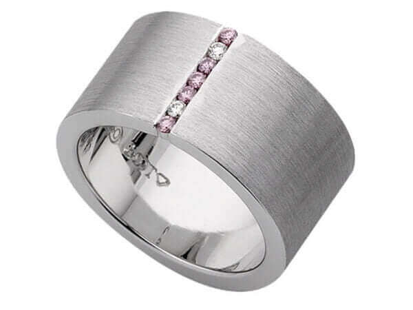A White and Pink Diamond Ring C624 with pink sapphires.