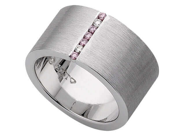 A White and Pink Diamond Ring C624 with pink sapphires.