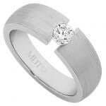A Tension Set Diamond Ring With Curved Gap C632 with a white gold band.
