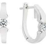 Tension set diamond hoop earrings with .50ct round diamonds c1100