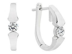 Tension set diamond hoop earrings with .50ct round diamonds c1100
