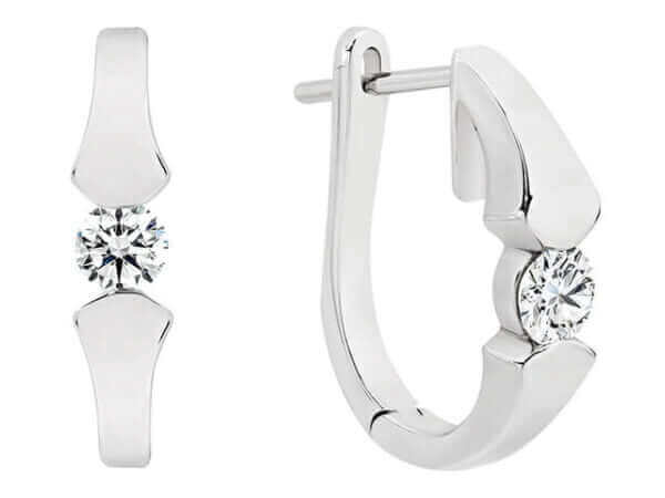 Tension set diamond hoop earrings with .50ct round diamonds c1100