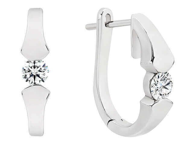 Tension set diamond hoop earrings with .50ct round diamonds c1100