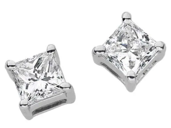 Princess cut diamond earrings white gold clearance