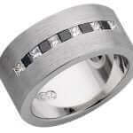 A White Gold Wide Diamond Set Band C639 men's wedding band.