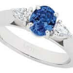 Trilogy diamond and sapphire engagement ring C1201