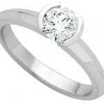 Half Bezel Set Round Diamond Engagement Ring C648B