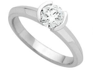 Half Bezel Set Round Diamond Engagement Ring C648B