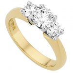 Yellow Gold and Platinum Three Stone Round Diamond Ring C1057