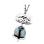 An award-winning pendant featuring a black pearl and diamonds, known as Orb - 2006 Award Winner - C4019.