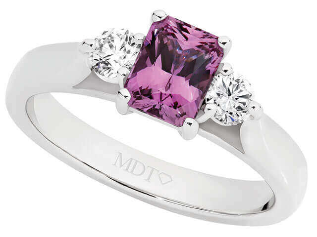 Trilogy Pink sapphire engagement ring C1217
