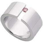 A white gold Pink Diamond Tension Set Ring C665 with a pink sapphire.