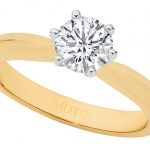 18ct Yellow gold diamond solitaire 6 claw engagement ring C1241