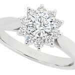 A Round diamond halo engagement ring C1243 with 10 x .04ct round diamonds in the cluster of diamonds.