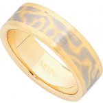 Mokume Gane Flat Band with Yellow Gold Tracks C721