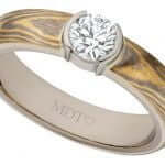 Mokume Gane Half Bezel Set Daimond C731