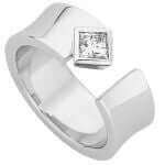A White Gold Concave Split Band Diamond Set Ring C736 with a princess cut diamond set.