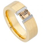 Tension Set Emerald Cut Champagne Diamond Ring C737