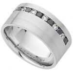 A White Gold Channel Set Diamond Wide Band C738 featuring black and white diamonds in White Gold.