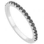 A Claw Set Black Diamond Wedding Ring C740 in white gold.