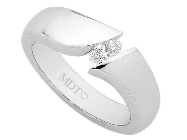 White Gold Tension Set Marquise Cut Diamond Ring C747