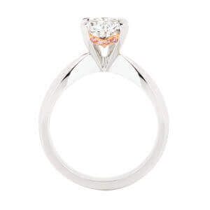 A stunning 4 Claw Pink Diamond ring With Hidden Halo C560 engagement ring.