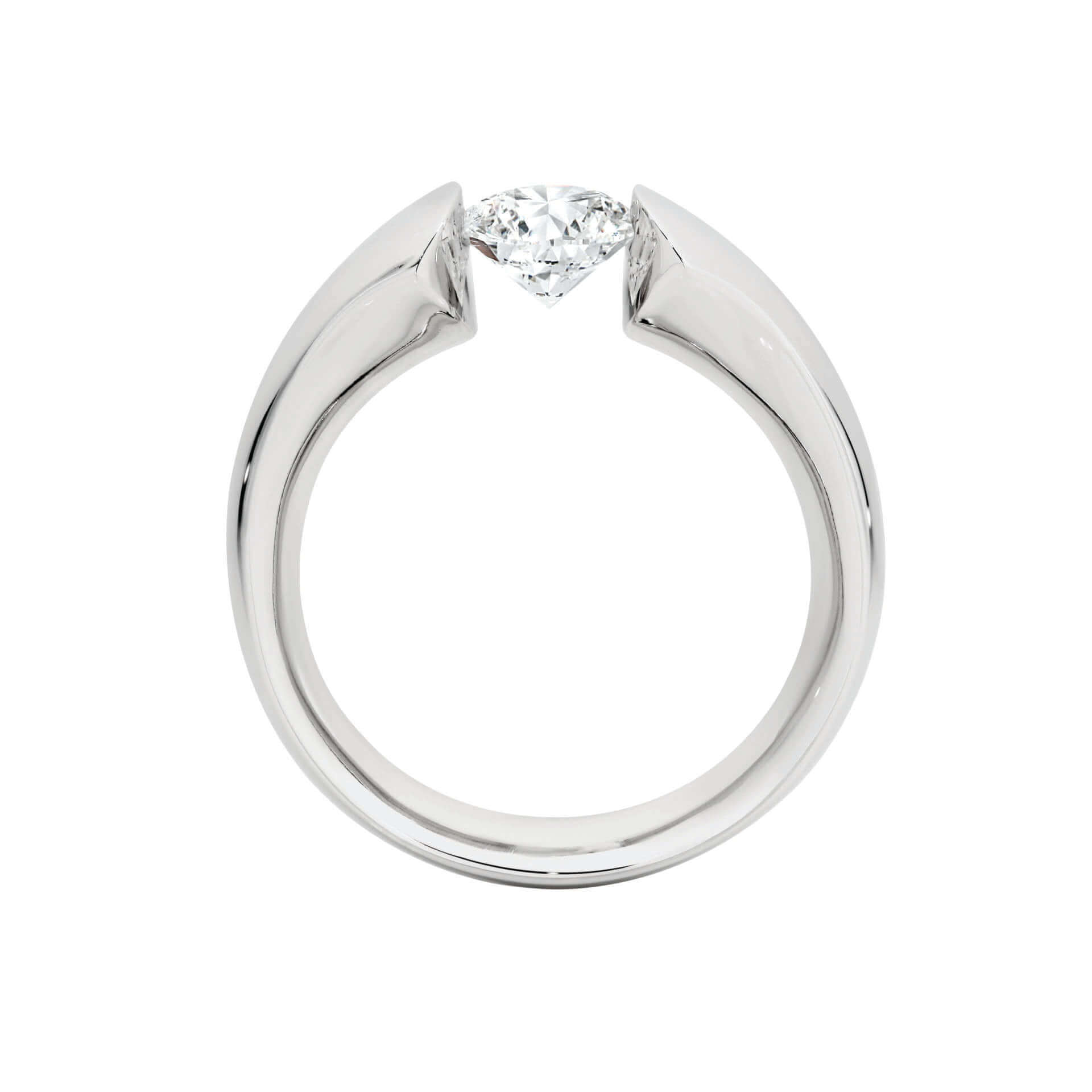 curved tension set diamond engagement ring c1026