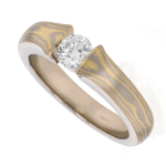 unique engagement ring tension set mokume gane diamond ring c1261