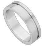 Flat Wedder With One Groove C543, A men's wedding ring in white gold featuring one groove and a flat wedder design.