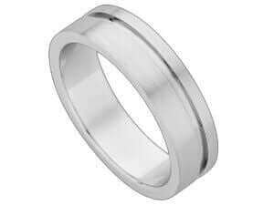 Flat Wedder With One Groove C543, A men's wedding ring in white gold featuring one groove and a flat wedder design.