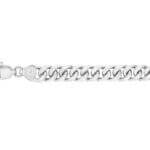 A 18ct white Gold Men’s Bracelet Chain C1132 with a clasp on a white background.