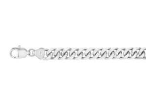A 18ct white Gold Men’s Bracelet Chain C1132 with a clasp on a white background.
