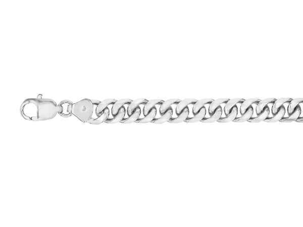 A 18ct white Gold Men’s Bracelet Chain C1132 with a clasp on a white background.