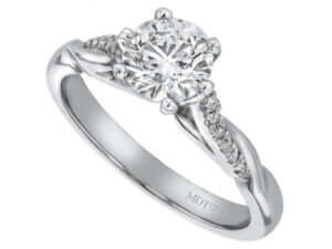 A 6 Claw Diamond Engagement Ring with Diamond Twisted Band C1021, featuring a twisted band.