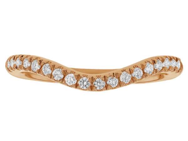 A stunning 18k rose gold Claw Set fitted Diamond Wedding Ring with Curve C615, perfect for a diamond wedding ring -top view