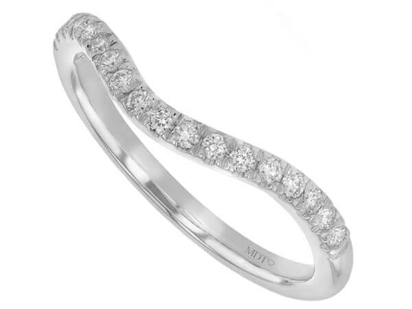An 18ct white gold Claw Set Diamond Wedding Ring with Curve C615, featuring claw set diamonds.