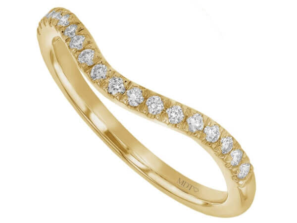 18ct yellow gold Claw Set Diamond Wedding Ring with Curve C615, featuring claw set diamonds.