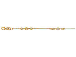 A bezel set yellow gold bracelet with .05ct and .025ct diamonds.