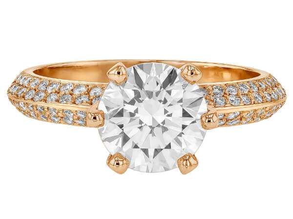A 2ct round cut diamond engagement ring in 18ct rose gold -top view