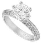 Platinum round Diamond 2ct Engagement Ring with Diamond Set Knife Edge Band C1248