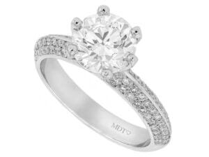 Platinum round Diamond 2ct Engagement Ring with Diamond Set Knife Edge Band C1248